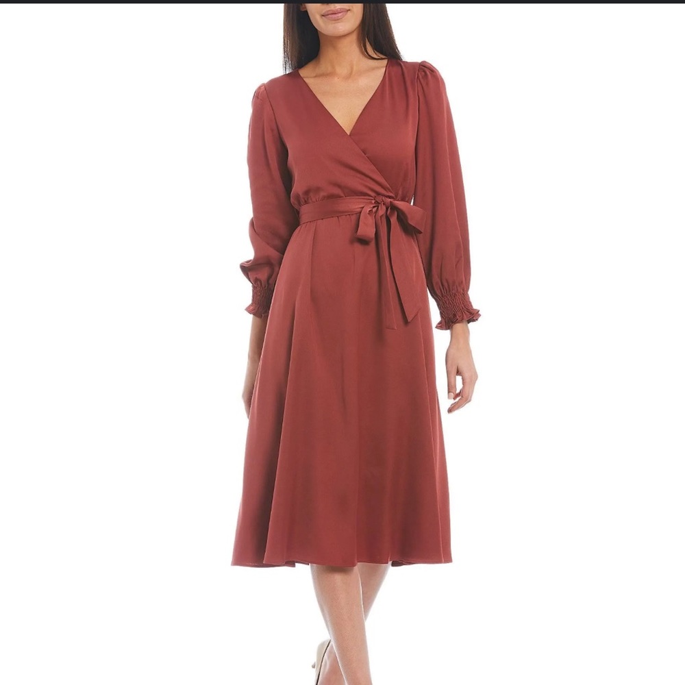 Just Taylor Coral Midi Dress, Size 10